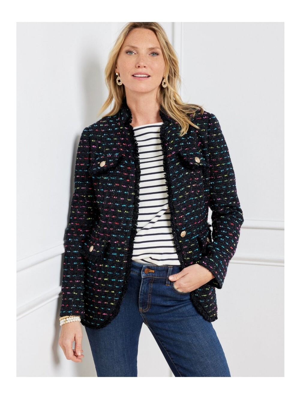 Talbots Rainbow Tweed Jacket Size 8